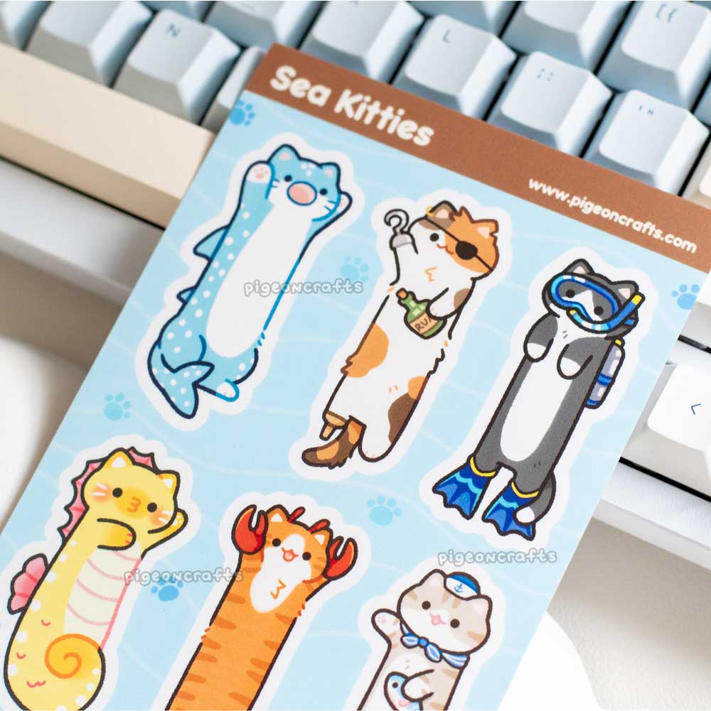 Long Sea Kitties Sticker sheet