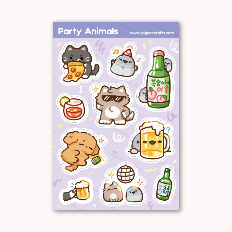 Party Animals Sticker Sheet