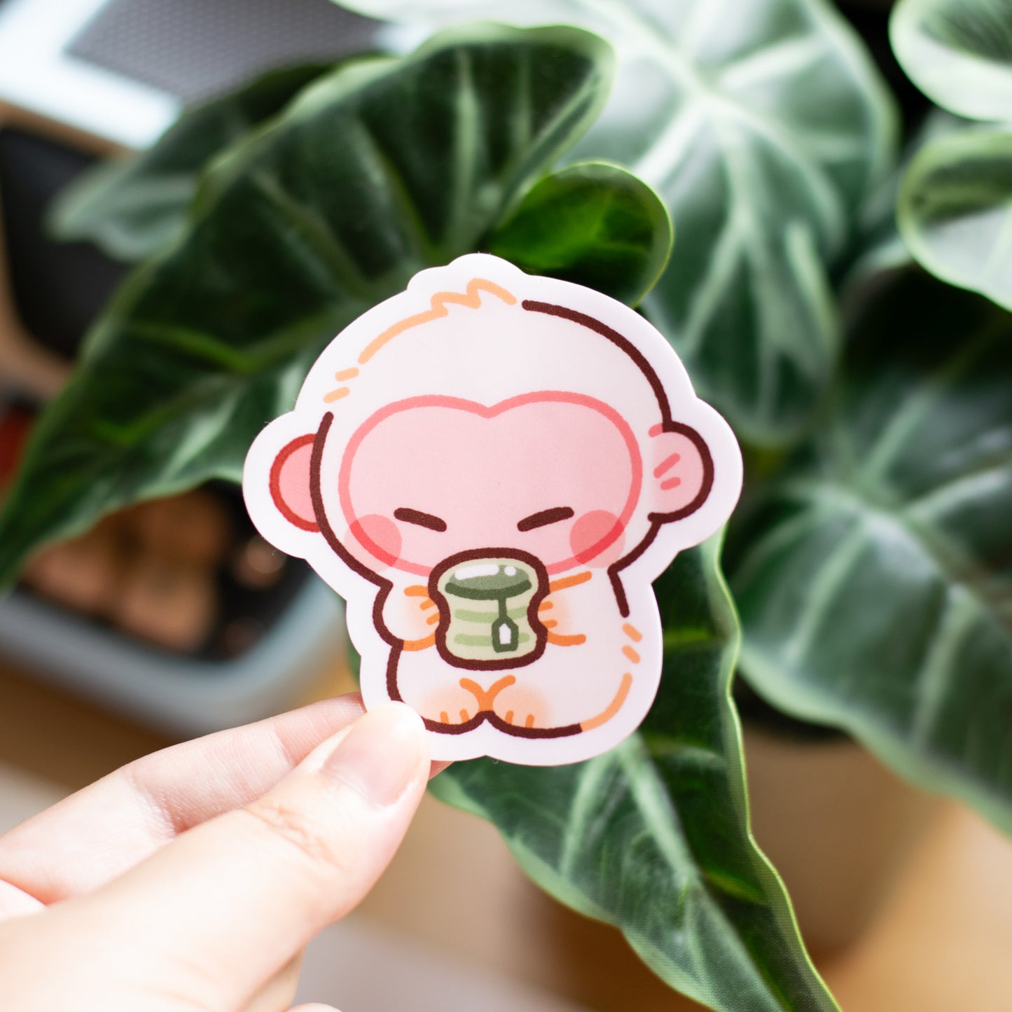 Snow Monkey Matcha Matte Sticker