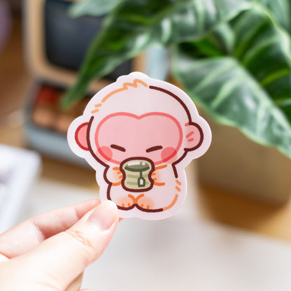 Snow Monkey Matcha Matte Sticker