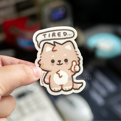 Tired Wolfy Matte Sticker