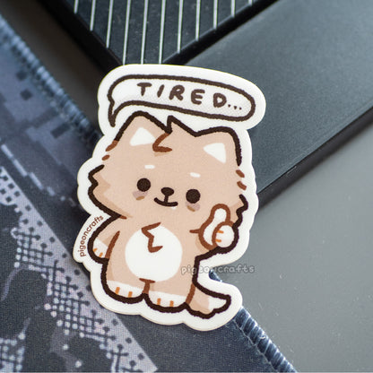 Tired Wolfy Matte Sticker
