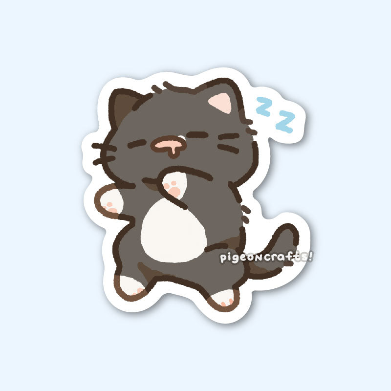 Tuxie Sleeping Cat Matte Sticker