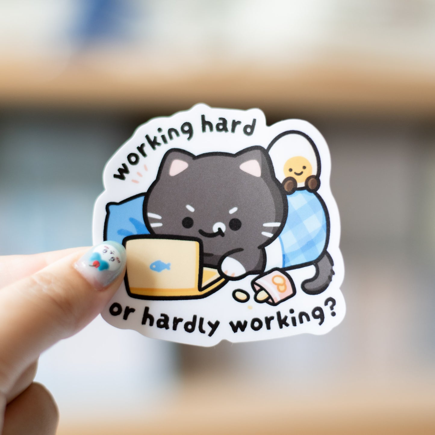 Tuxie Working Hard or Hardly Working Matte Sticker