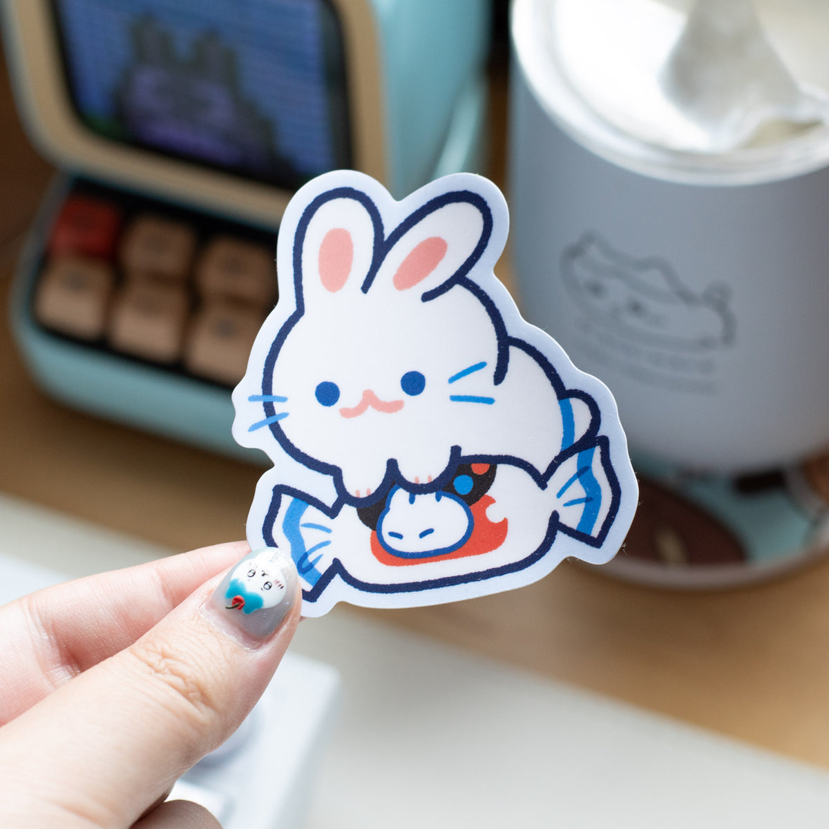White Rabbit Andy White Rabbit Candy Matte Sticker – Pigeon Crafts