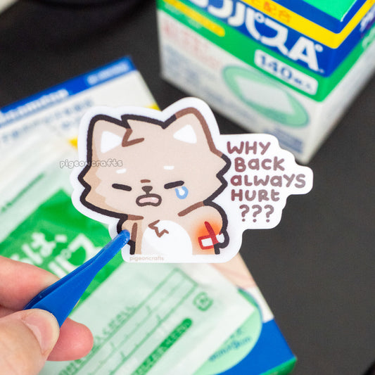Wolfy Back Pain Matte Sticker