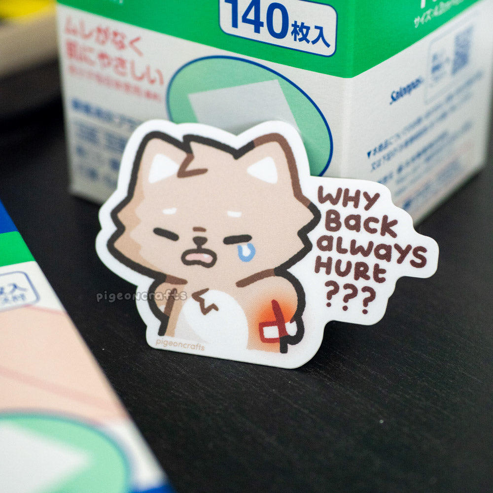 Wolfy Back Pain Matte Sticker