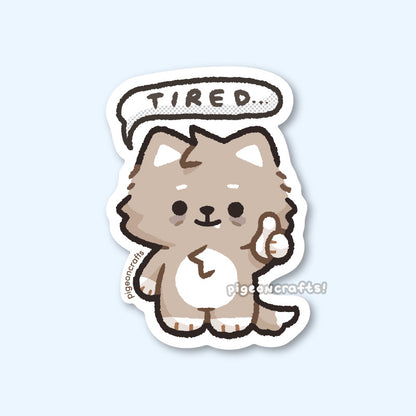 Tired Wolfy Matte Sticker
