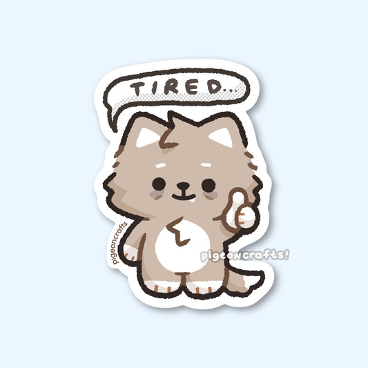 Tired Wolfy Matte Sticker