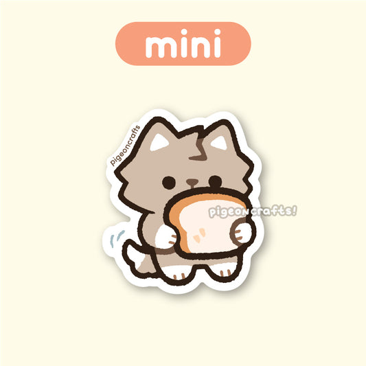 Wolfy Loves Toast Mini Matte Sticker