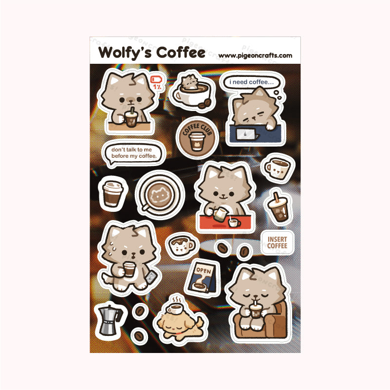 Coffee Club Wolfy Sticker Sheet