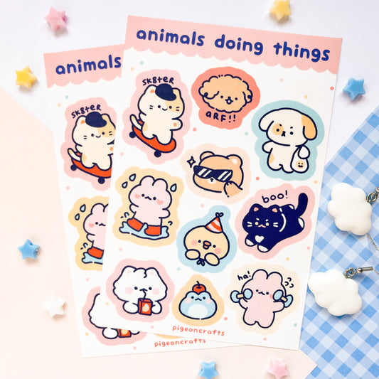 Animals Doing Things Vinyl Sticker Sheets