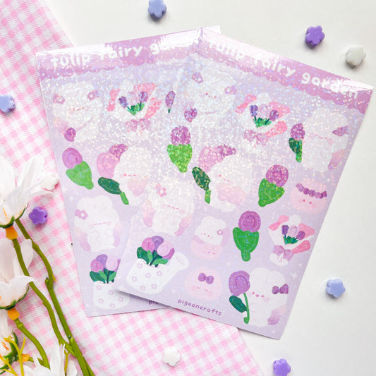 Tulip Fairy Garden Holo Glitter Sticker Sheets