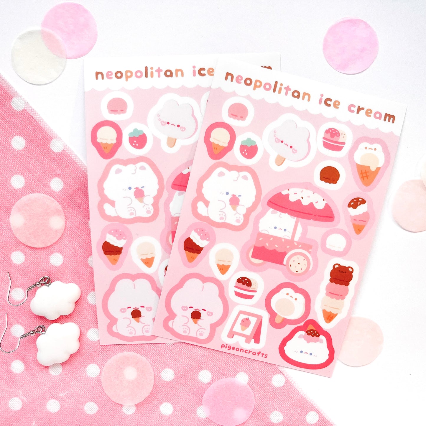 Neopolitan Ice Cream Vinyl Sticker Sheets