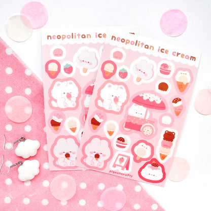 Neopolitan Ice Cream Vinyl Sticker Sheets