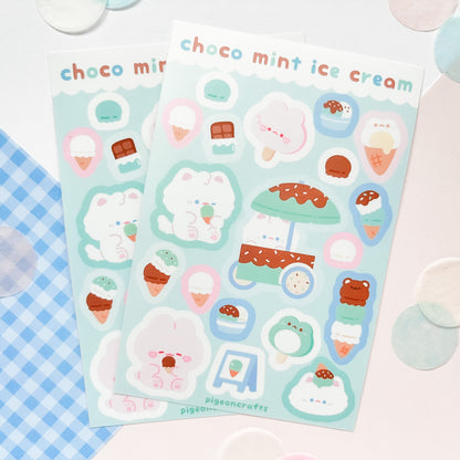Choco Mint Ice Cream Vinyl Sticker Sheets