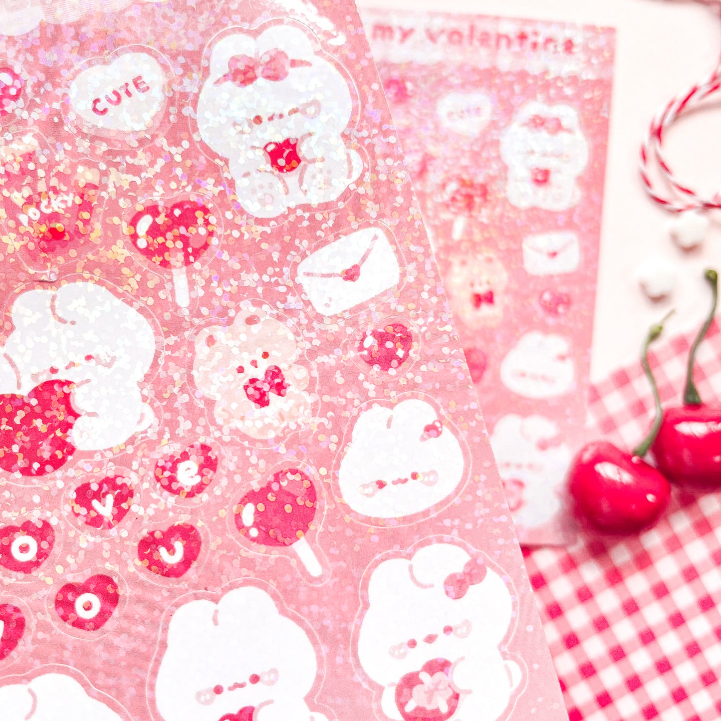 Valentine Holo Glitter Sticker Sheets