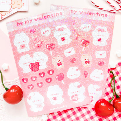 Valentine Holo Glitter Sticker Sheets